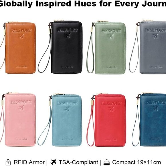 Passport Holder Wallet, RFID Blocking Travel Document Organizer Clutch Bag Credi - Picture 2 of 6